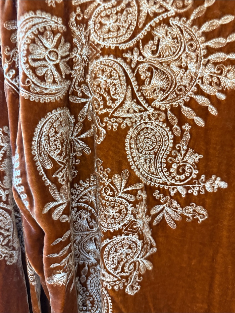 Sundance Velvet Paisley Embroidered Top - Rust & Cream - Picture 3 of 6